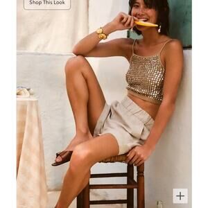 J. Crew Women's Long Tropez Short in 100%  Linen Flax Beige Size 3X NWT